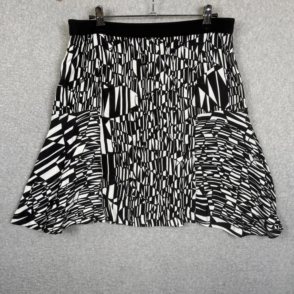 Sandro Women's Size 3 Large Black White Geometric Print A Line Mini Skirt